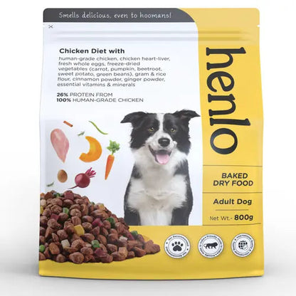 Henlo Baked Chicken & Vegetable Dry Food for Adult Dogs and Post Card Combo