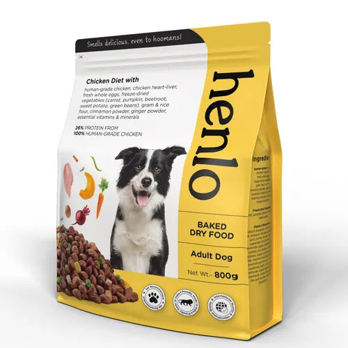 Henlo Baked Chicken & Vegetable Dry Food for Adult Dogs and Post Card Combo