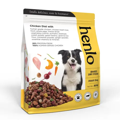 Henlo Baked Chicken & Vegetable Dry Food for Adult Dogs and Post Card Combo