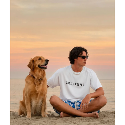 Hoomans Dogs > People Oversized T Shirt for Men and Women (White)