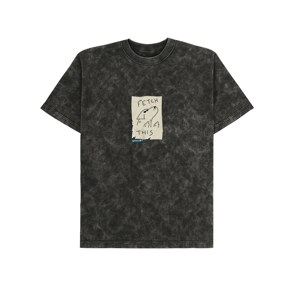 Hoomans Fetch This 2.0 Acid Wash Tshirt for Men and Women (Black)