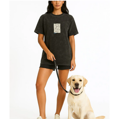 Hoomans Fetch This 2.0 Acid Wash Tshirt for Men and Women (Black)
