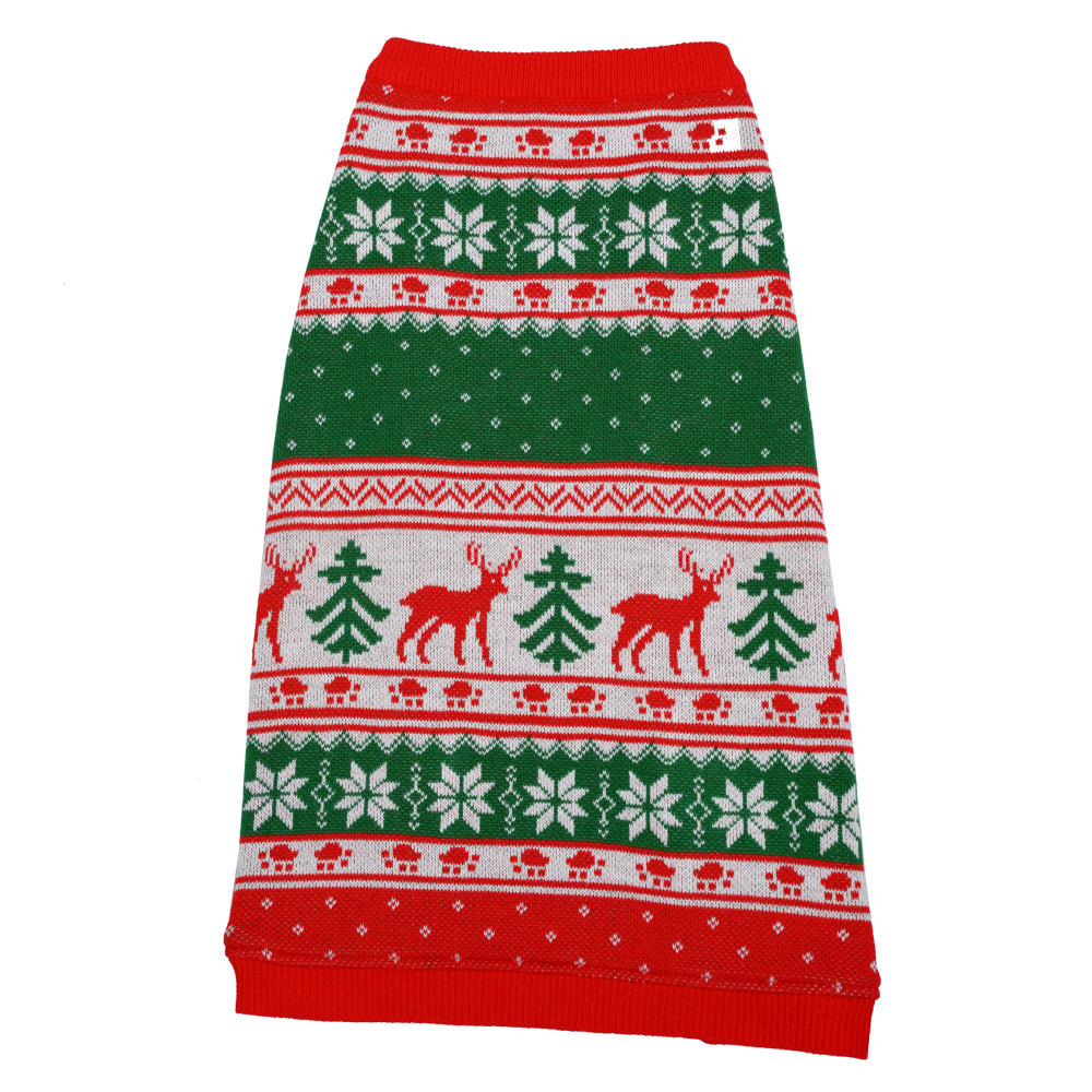 Petsnugs Nordic Knit Sweater for Dogs and Cats (Red/White/Green)