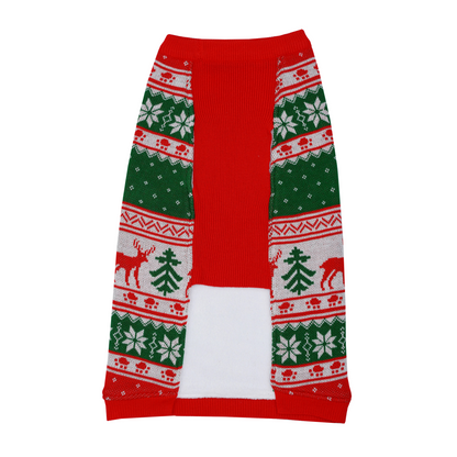 Petsnugs Nordic Knit Sweater for Dogs and Cats (Red/White/Green)