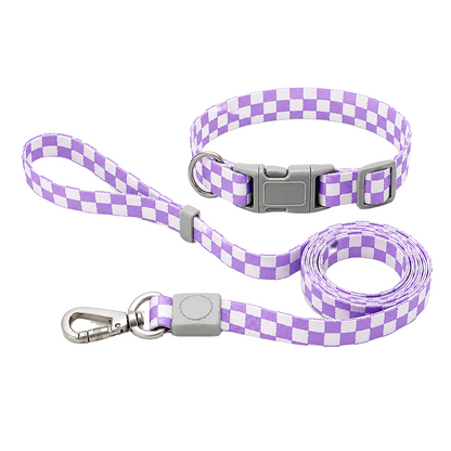 Talking Dog Club Checkmate Leash and Collar Combo (Purple)