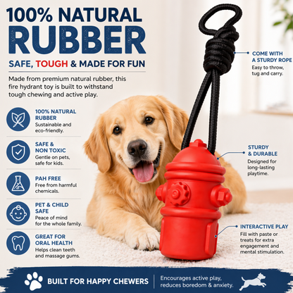Talking Dog Club Sturdy Fire Hydrant Rubber & Rope Toy for Dogs (Red)
