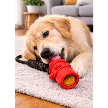 Talking Dog Club Sturdy Fire Hydrant Rubber & Rope Toy for Dogs (Red)