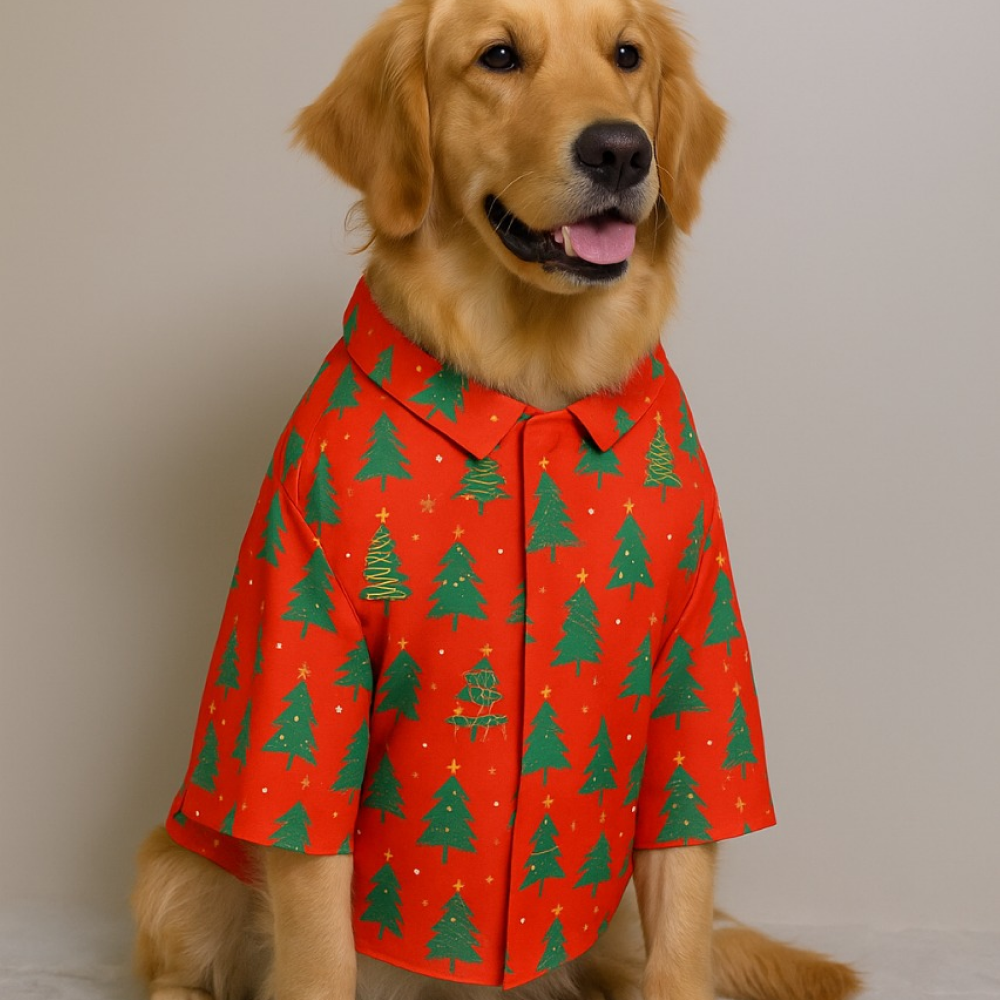 15 Furries Pine Tree Mendous Joy Shirt for Dogs (Red)