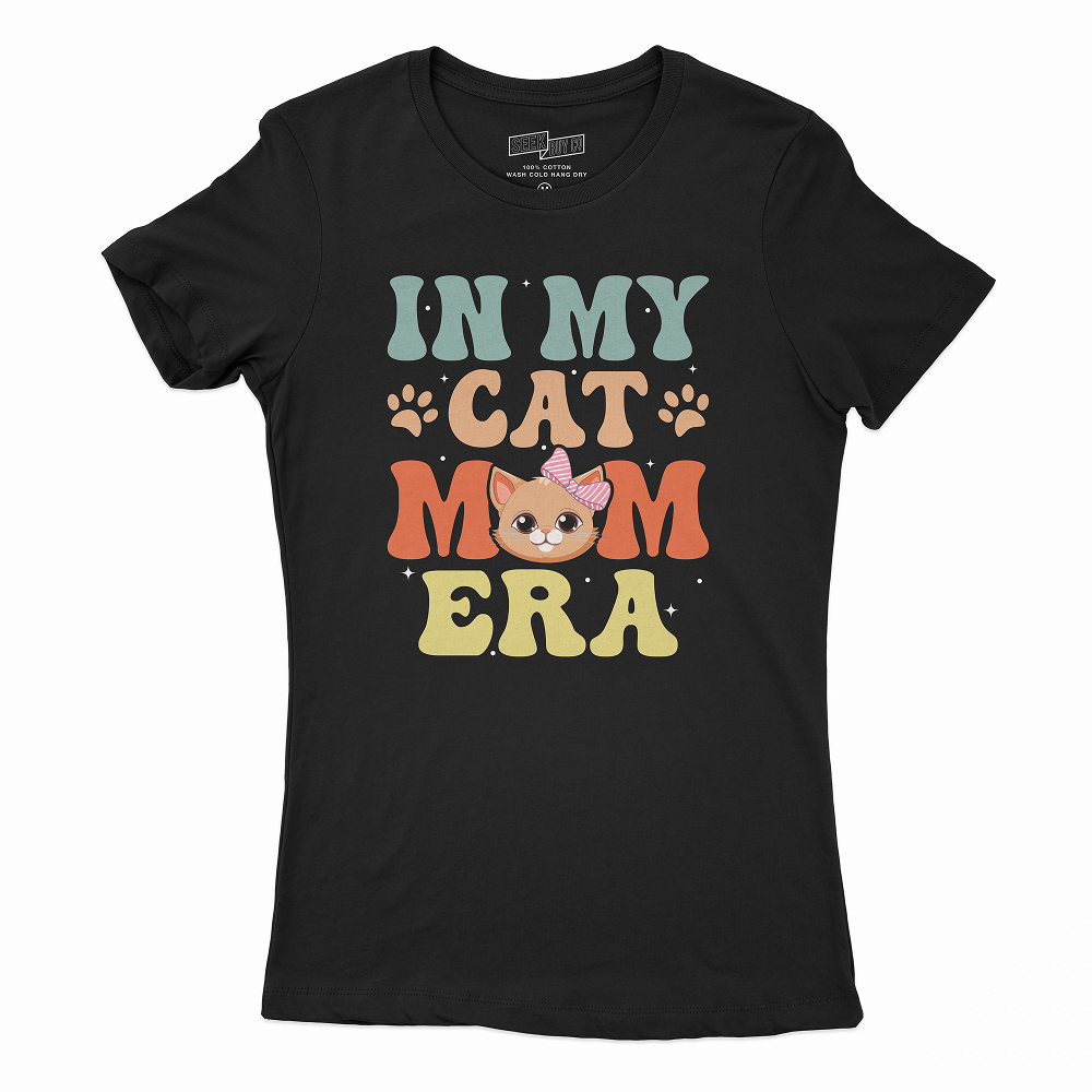 Seek Buy Love In My Cat Mom Era Tshirt (Black)
