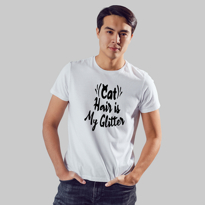 Seek Buy Love Cat Hair Glitter Tee (White)