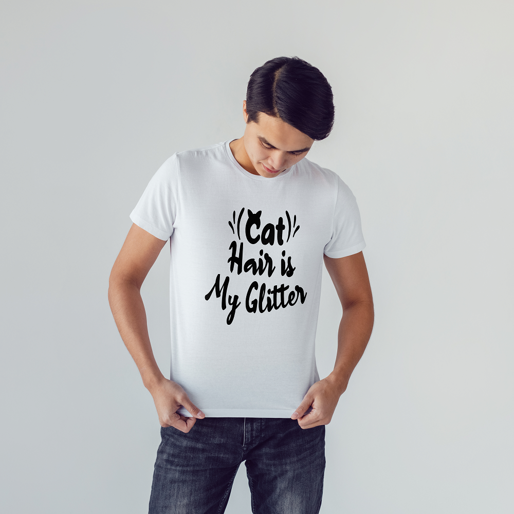 Seek Buy Love Cat Hair Glitter Tee (White)