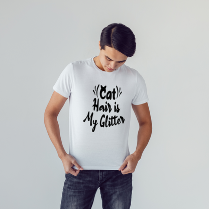 Seek Buy Love Cat Hair Glitter Tee (White)