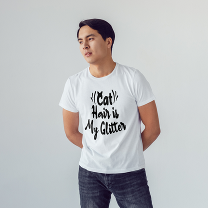 Seek Buy Love Cat Hair Glitter Tee (White)