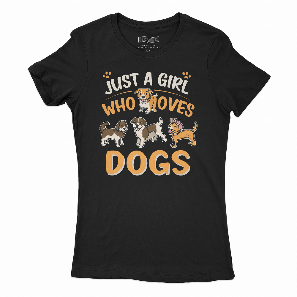 Seek Buy Love Just A Girl who Loves Dog Tee (Black)