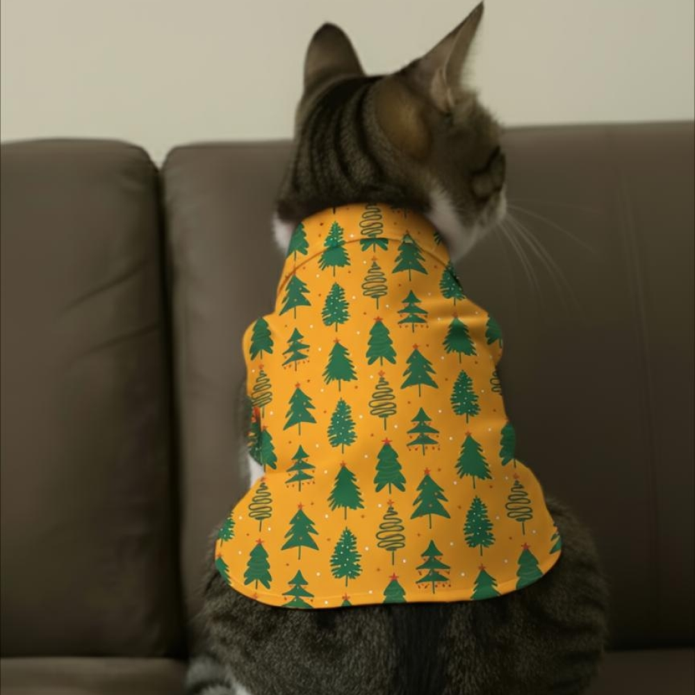 15 Furries Pine Tree Mendous Joy Shirts for Cats (Mustard)