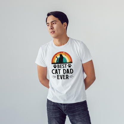 Seek Buy Love Best Cat Dad Ever Regular Tshirt (White)