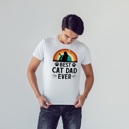 Seek Buy Love Best Cat Dad Ever Regular Tshirt (White)
