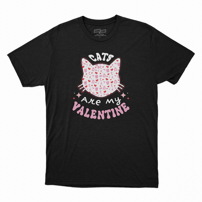 Seek Buy Love Cats Are My Valentine Unisex Tee (Black)