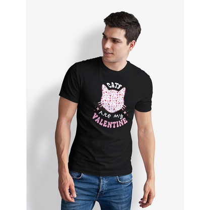 Seek Buy Love Cats Are My Valentine Unisex Tee (Black)