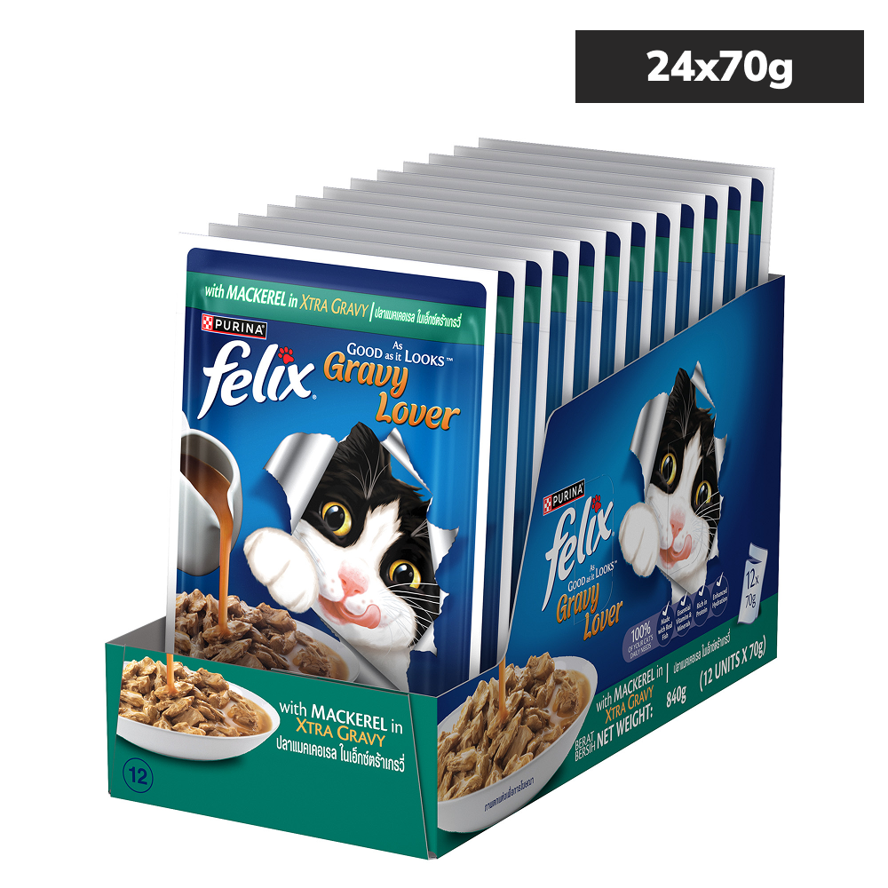 Purina Felix Gravy Lover Mackerel Chunks Complete and Balanced Adult Cat Wet Food