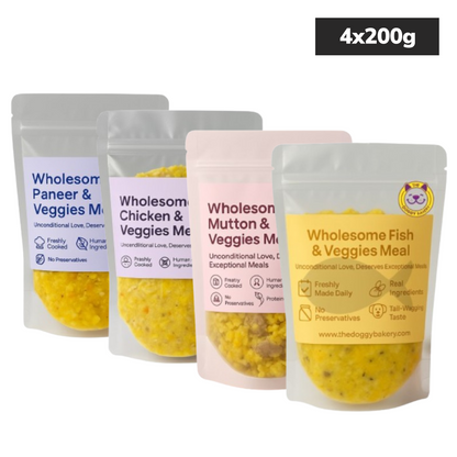 The Doggy Bakery Chicken, Mutton, Fish, Paneer and Veggies Home Meal Combo for Dogs