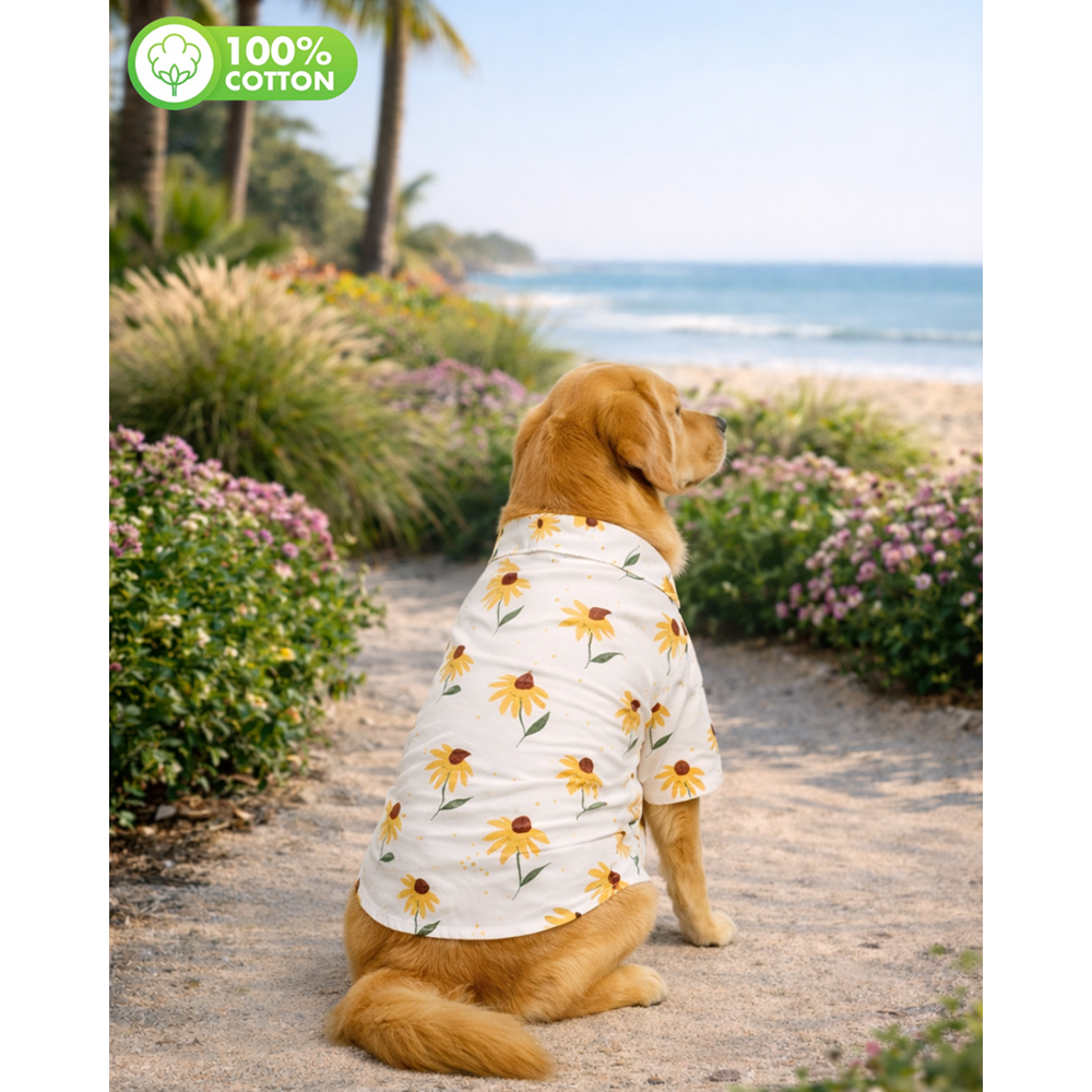 15 Furries Sunflower Printed Cotton Shirts for Dogs (Yellow)