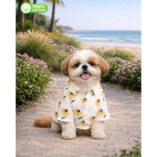 15 Furries Sunflower Printed Cotton Shirts for Dogs (Yellow)