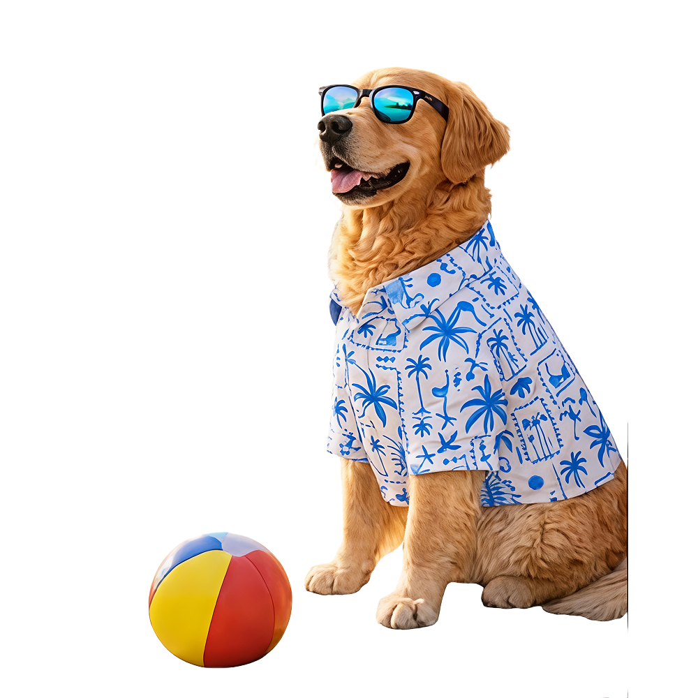 15 Furries Postcard Printed Cotton Shirts for Dogs (Tropical Blue)