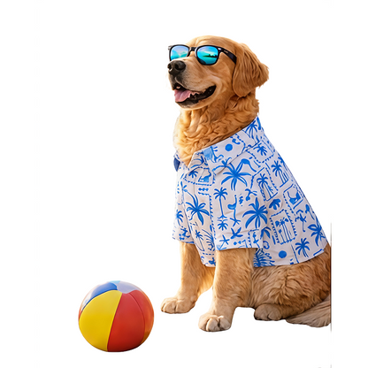 15 Furries Postcard Printed Cotton Shirts for Dogs (Tropical Blue)