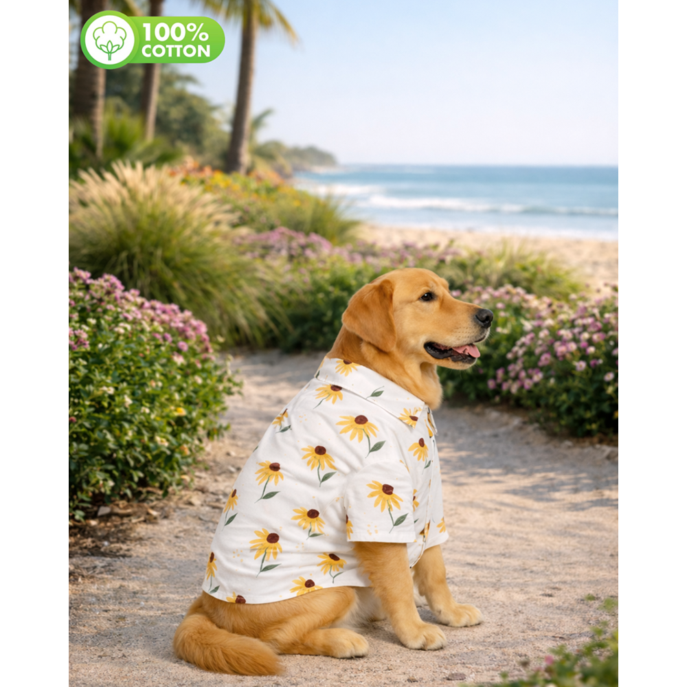15 Furries Sunflower Printed Cotton Shirts for Dogs (Yellow)