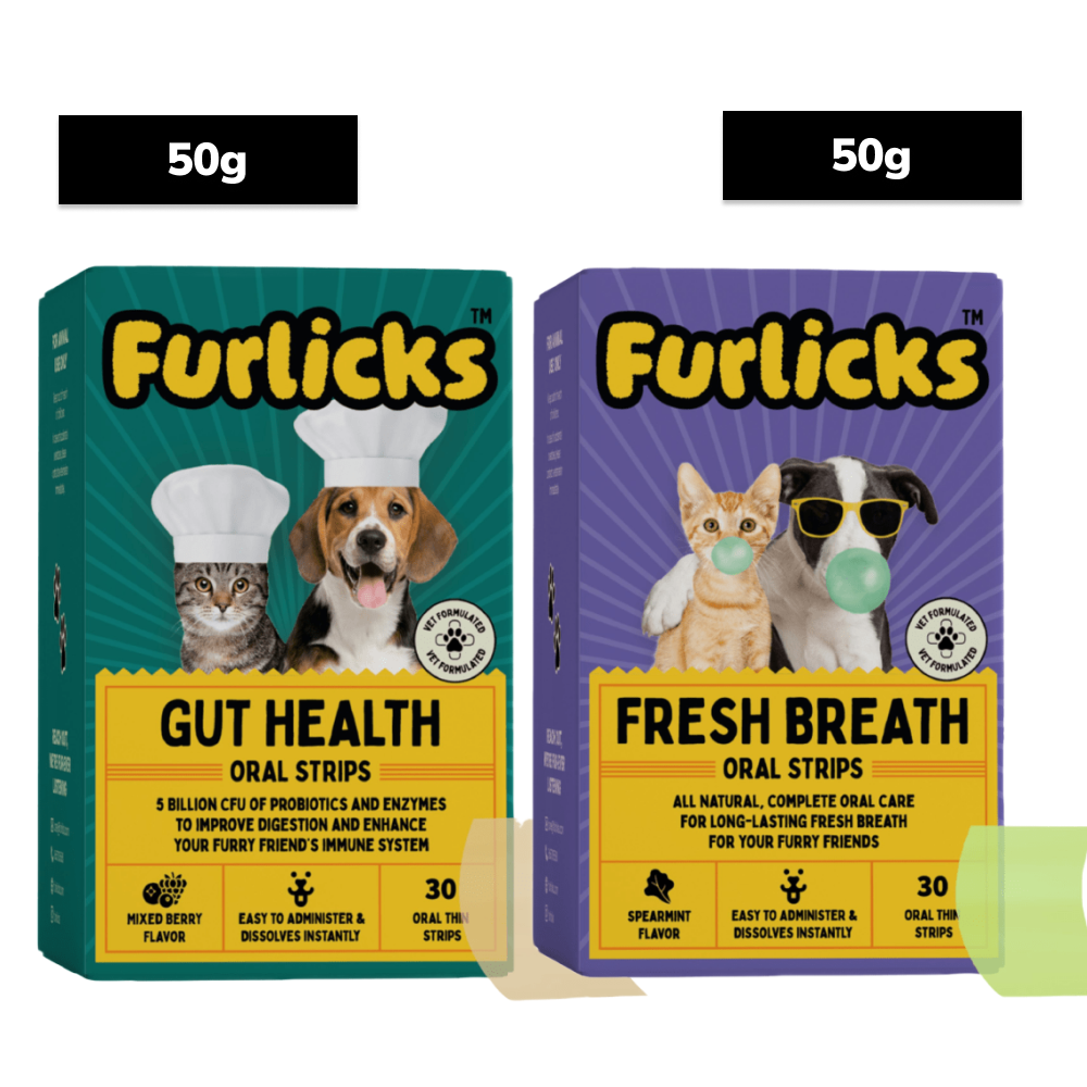 Furlicks Fresh Breath Oral & Gut Health Strips Combo for Cats and Dogs