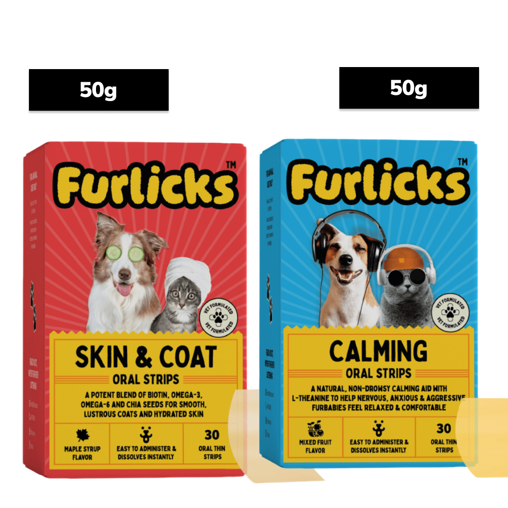 Furlicks Skin Coat & Calming Aid Health Supplement Combo for Dogs & Cats