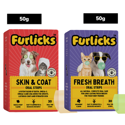 Furlicks Skin Coat & Breath Oral Health Supplement Combo for Dogs & Cats