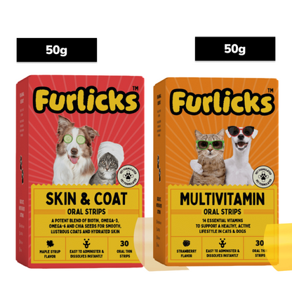 Furlicks Skin Coat & Multivitamin Supplement Combo for Dogs & Cats