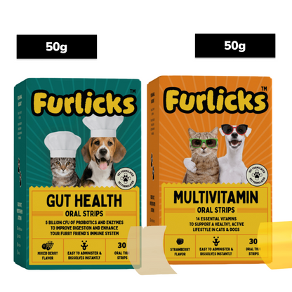Furlicks Multivitamin & Gut Health Supplement Combo for Cats and Dogs