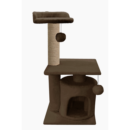 Furrlovers 2 Floor Soft Fur Scratching Post & Cat Tree with Natural Sisal Rope