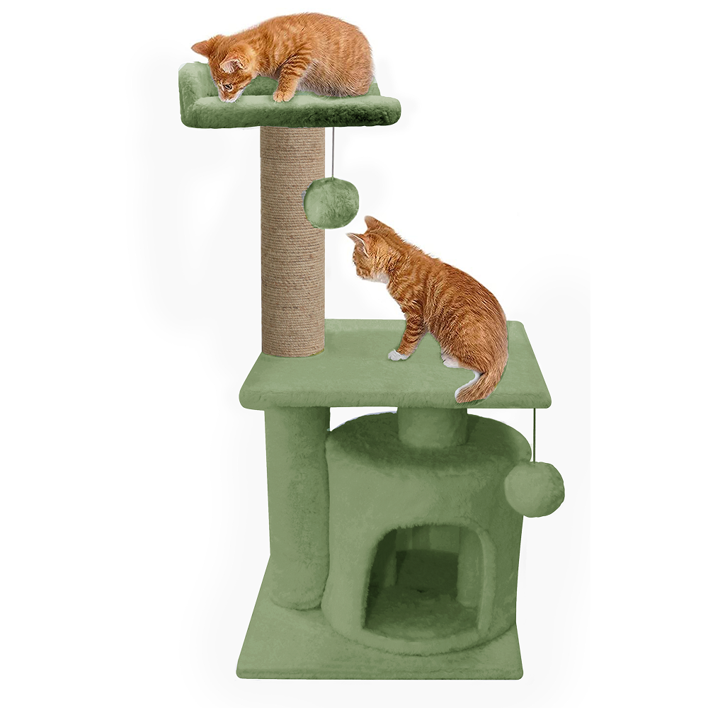 Furrlovers 2 Floor Soft Fur Scratching Post & Cat Tree with Natural Sisal Rope