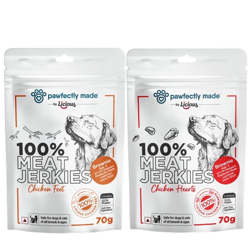 Pawfectly Made By Licious Dehydrated Chicken Heart and Feet Jerky Dog Treat Combo