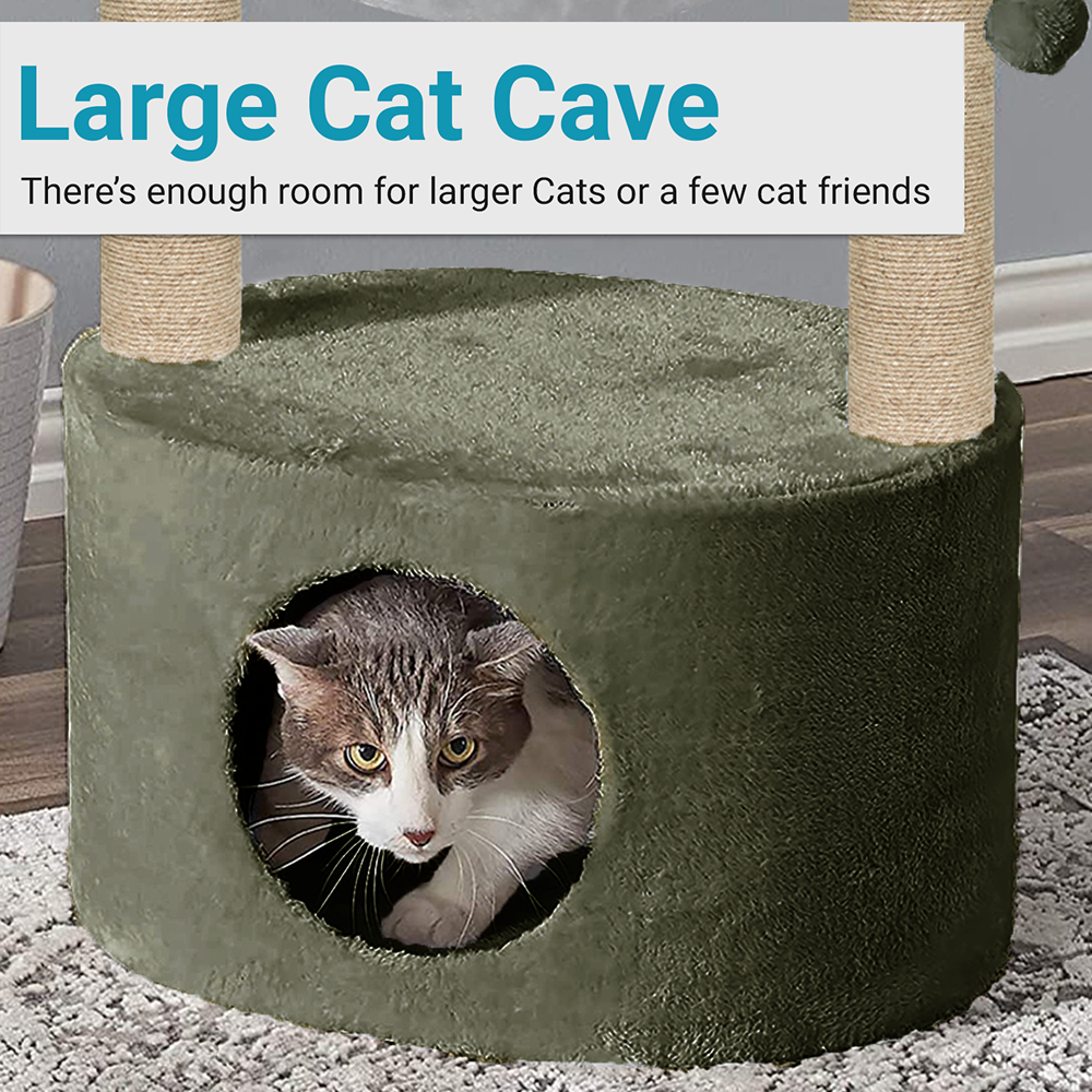 Furrlovers Dual Level Cat Bed and Scratching Post with Hammock (Green)