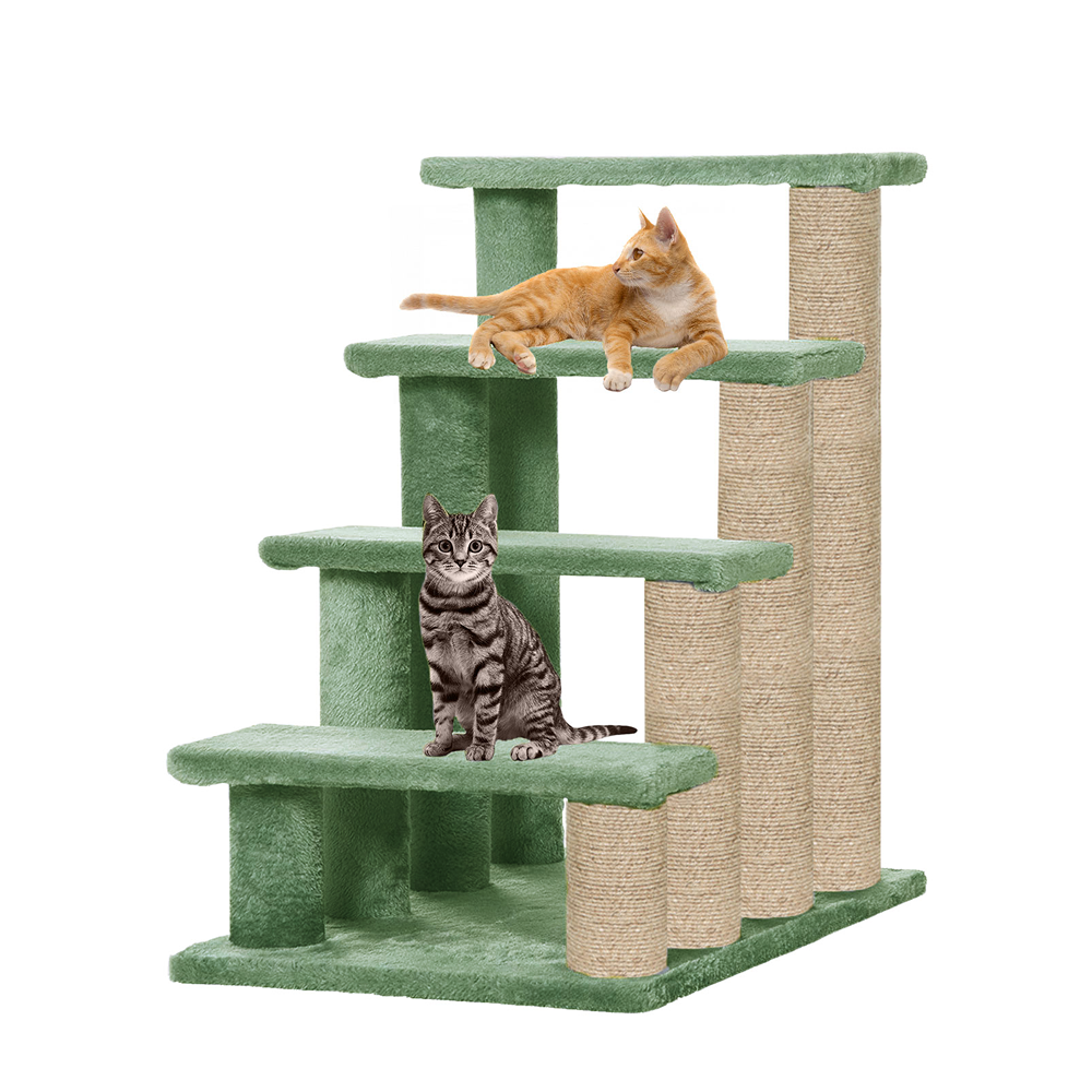 Furrlovers 4 Tier Stairs with Jute Scratching Posts and Plush Climbing Steps for Cats