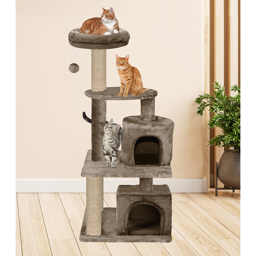 Furrlovers Activity Kitten Tree with Fur Fabric Condo Top Perch and Jute Rope Posts (Brown)