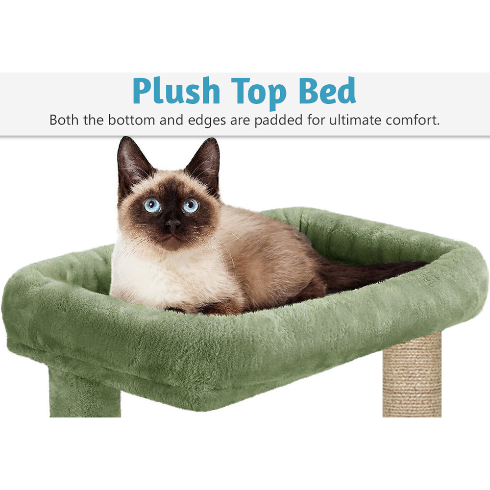 Furrlovers Activity Kitten Tree with Plush Fur Fabric and Detachable Bed (Green)