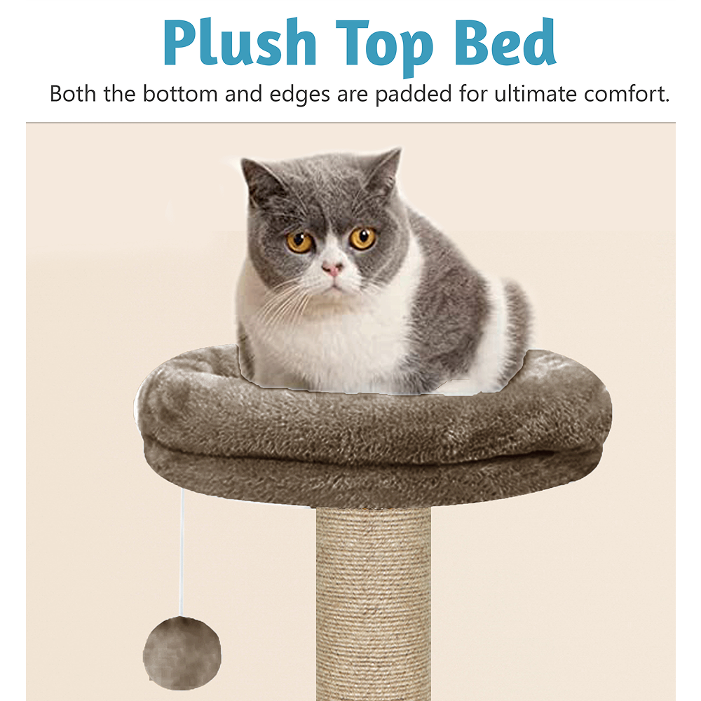 Furrlovers Activity Kitten Tree with Fur Fabric Condo Top Perch and Jute Rope Posts (Brown)