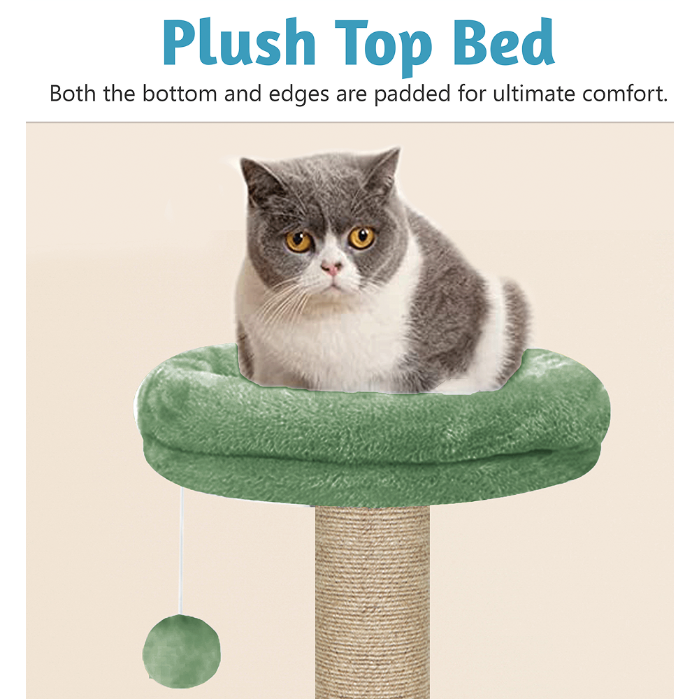 Furrlovers Activity Kitten Tree with Fur Fabric Condo Top Perch and Jute Rope Posts (Green)