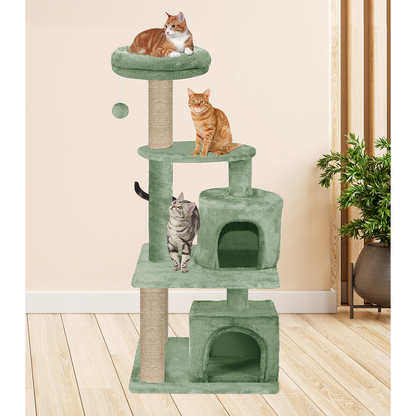 Furrlovers Activity Kitten Tree with Fur Fabric Condo Top Perch and Jute Rope Posts (Green)