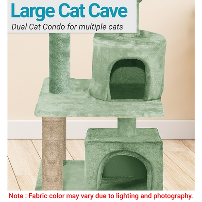 Furrlovers Activity Kitten Tree with Fur Fabric Condo Top Perch and Jute Rope Posts (Green)