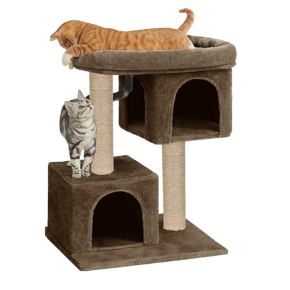 Furrlovers Activity Kitten Tree with Plush Fur Fabric and Detachable Bed (Brown)