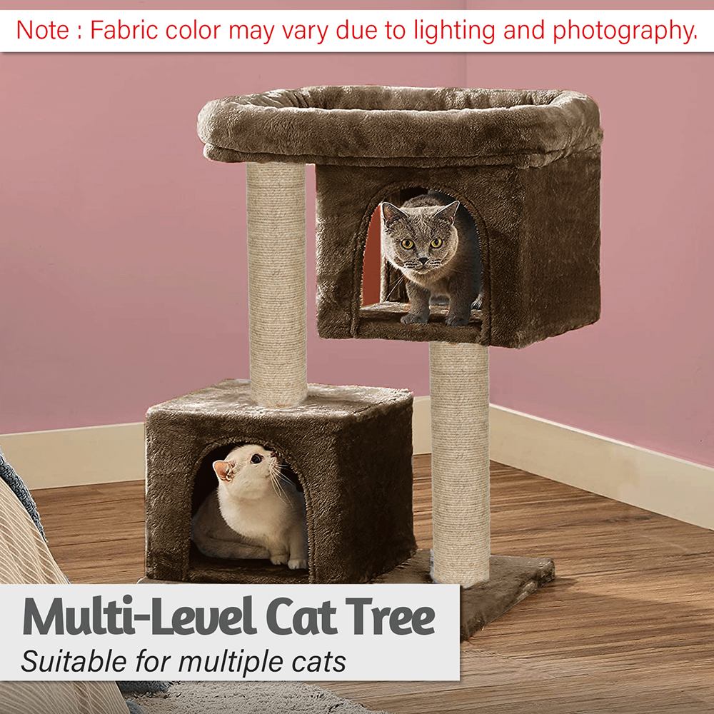 Furrlovers Activity Kitten Tree with Plush Fur Fabric and Detachable Bed (Brown)