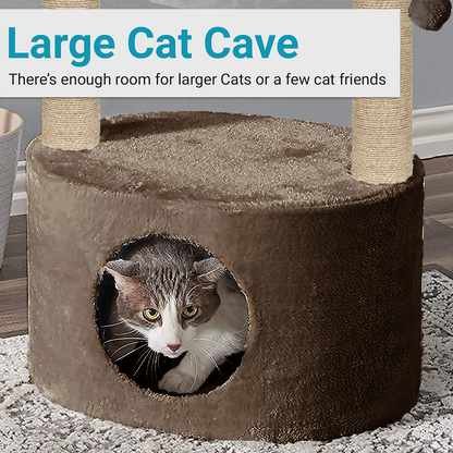 Furrlovers Dual Level Cat Bed and Scratching Post with Hammock (Brown)