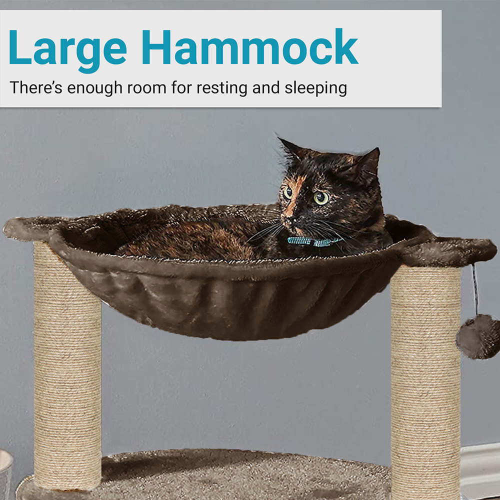 Furrlovers Dual Level Cat Bed and Scratching Post with Hammock (Brown)